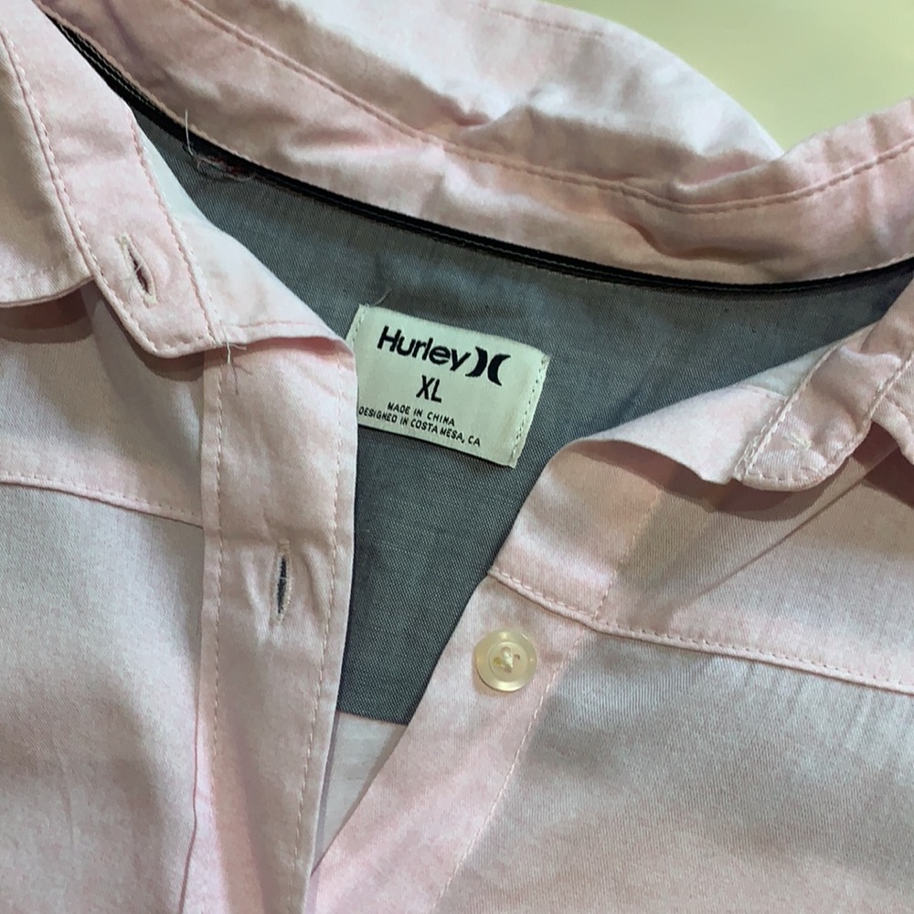 Hurley Embroidered pink button down - Picture 2 of 2